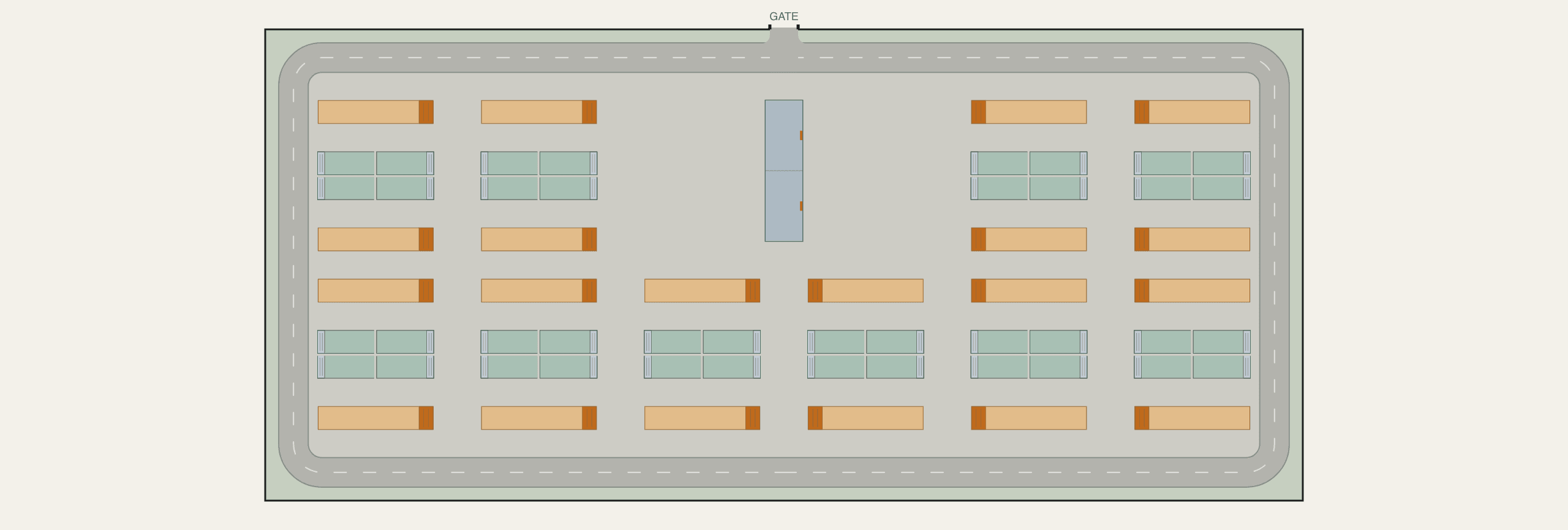 200 MW / 400 MWh BESS site layout — 64 DC blocks on 1.8 acres