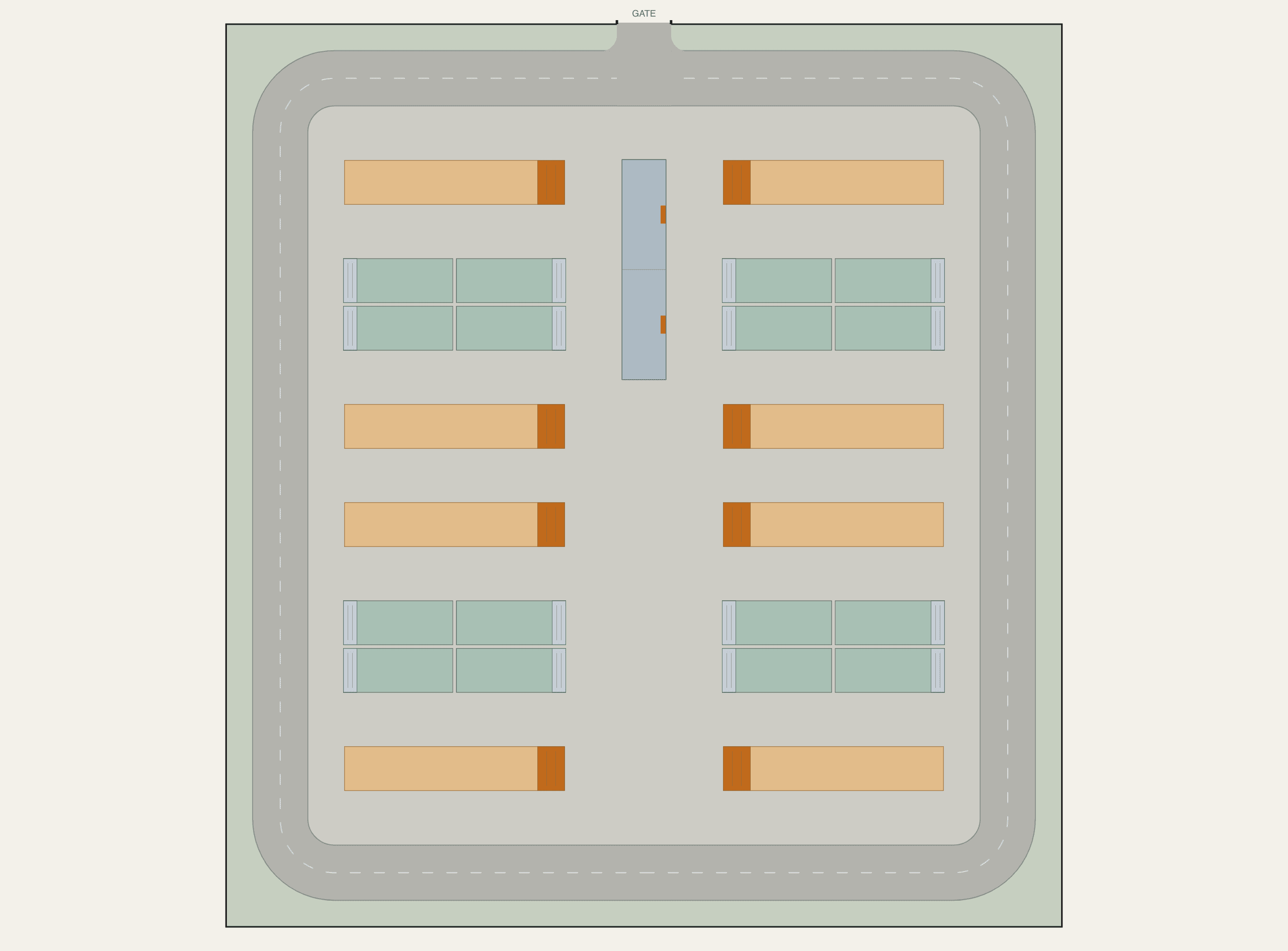 50 MW / 100 MWh BESS site layout — 16 DC blocks on 0.53 acres